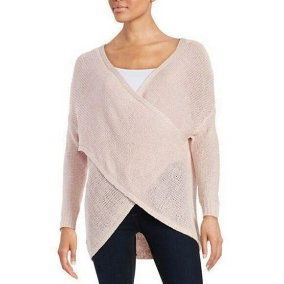 Lord & Taylor Design Lab Sweater Faux Wrap Cream Loop Knit Womens Small - Picture 6 of 7